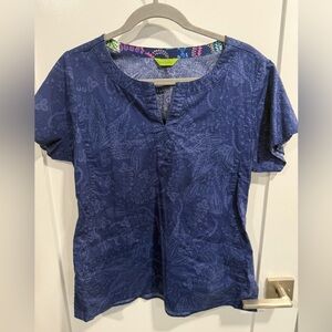 Vera Bradley Navy Blue Floral-Print Short Sleeve Top